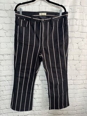 Madewell Black Cali Demi-boot jeans Red & White Stripe Size 31